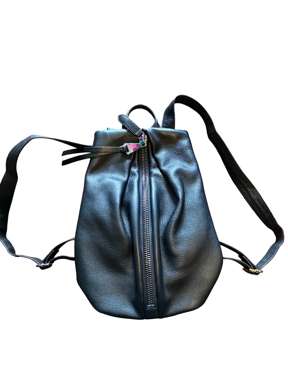 Aimee Kestenberg Black Leather Tamitha Backpack - Rainbow Iridescent Hardware